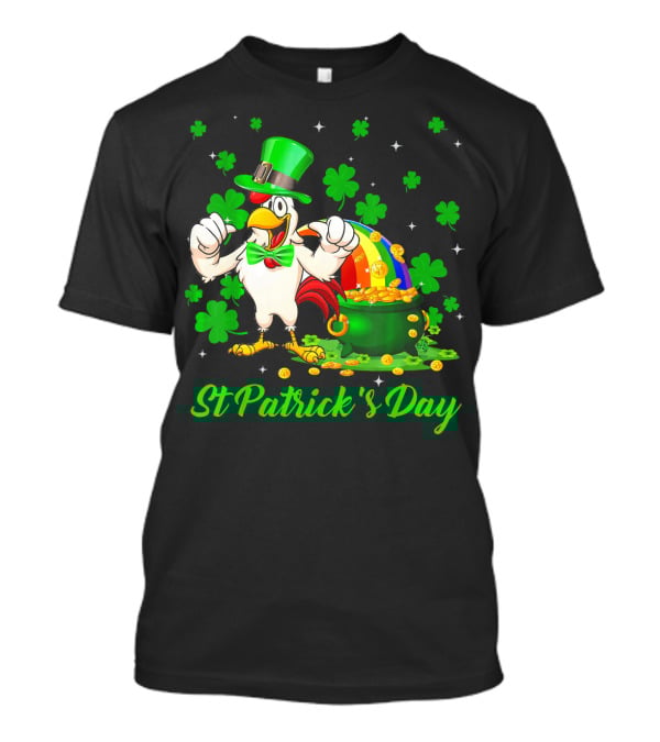 St Patrick's Day Leprechaun Chicken Shamrock Pot Of Gold T-Shirt
