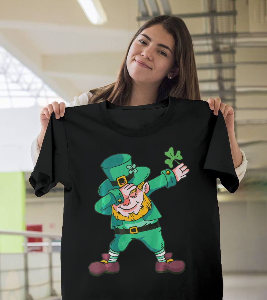 Dabbing Leprechaun Irish Shamrock T-Shirt