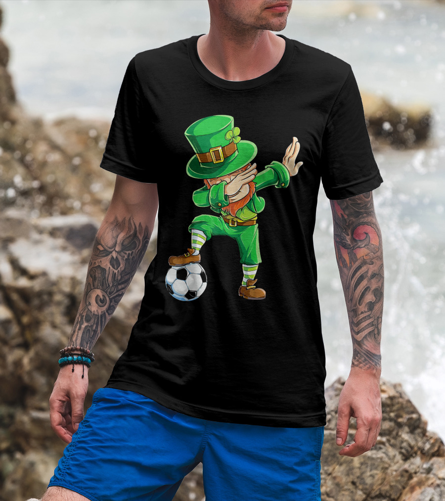 Dabbing Leprechaun Soccer Ball St Patricks Day T-Shirt