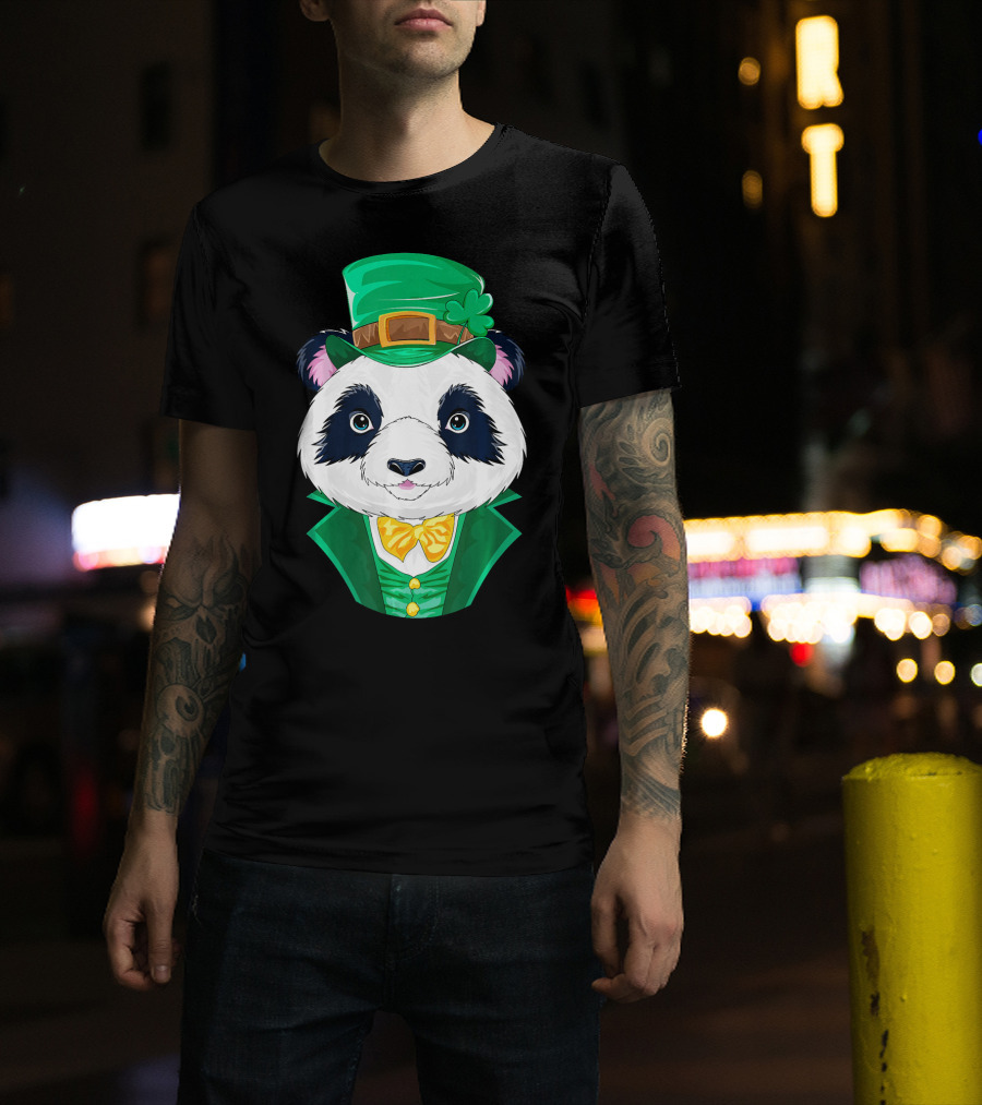 Panda Leprechaun Happy Lucky Irish Charm T-Shirt