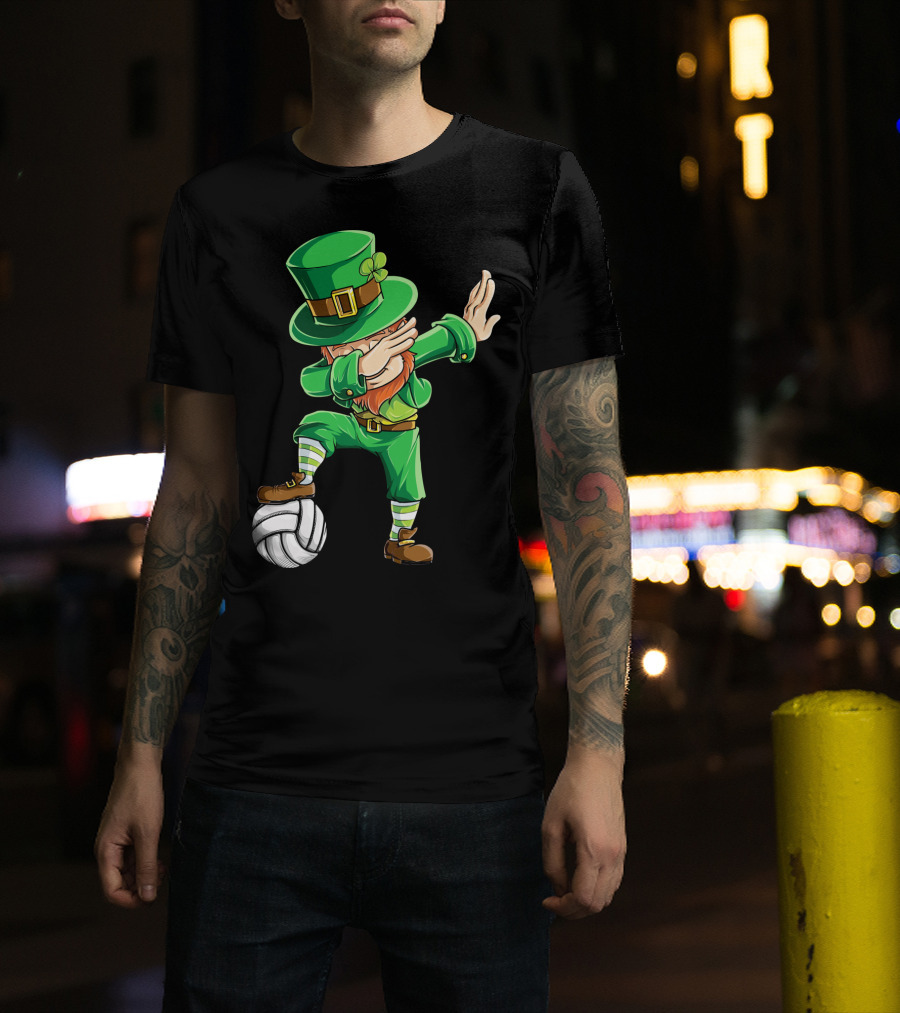 Dabbing Leprechaun With Volleyball T-Shirt