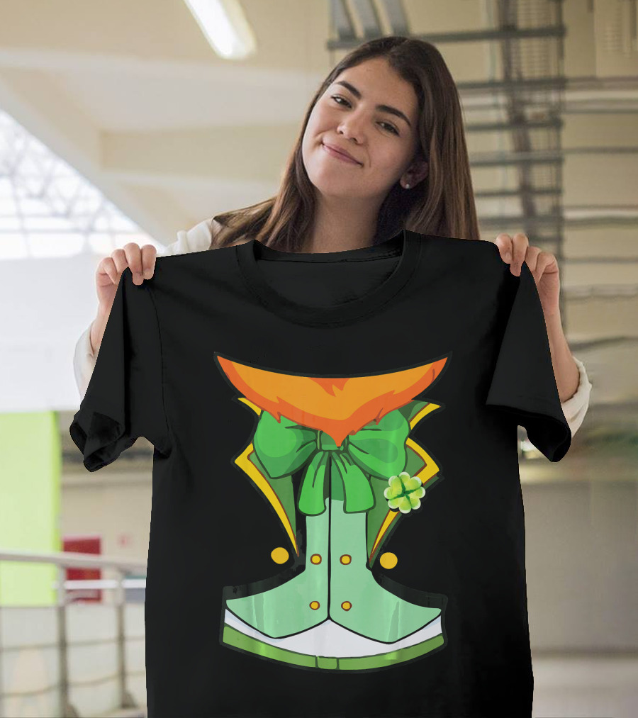 Tuxedo Leprechaun Costume with Green Bowtie and Shamrock T-Shirt