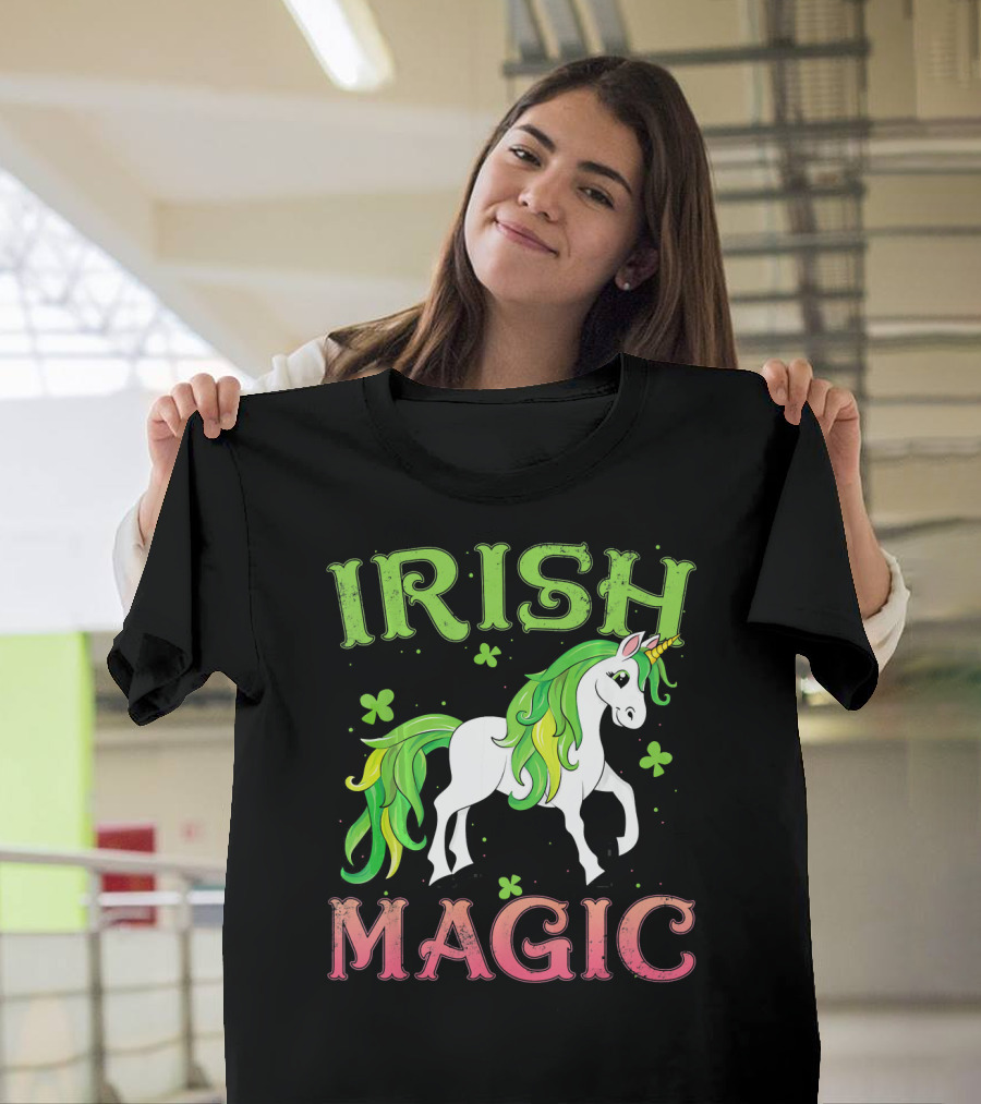 Irish Magic Unicorn Clover T-Shirt