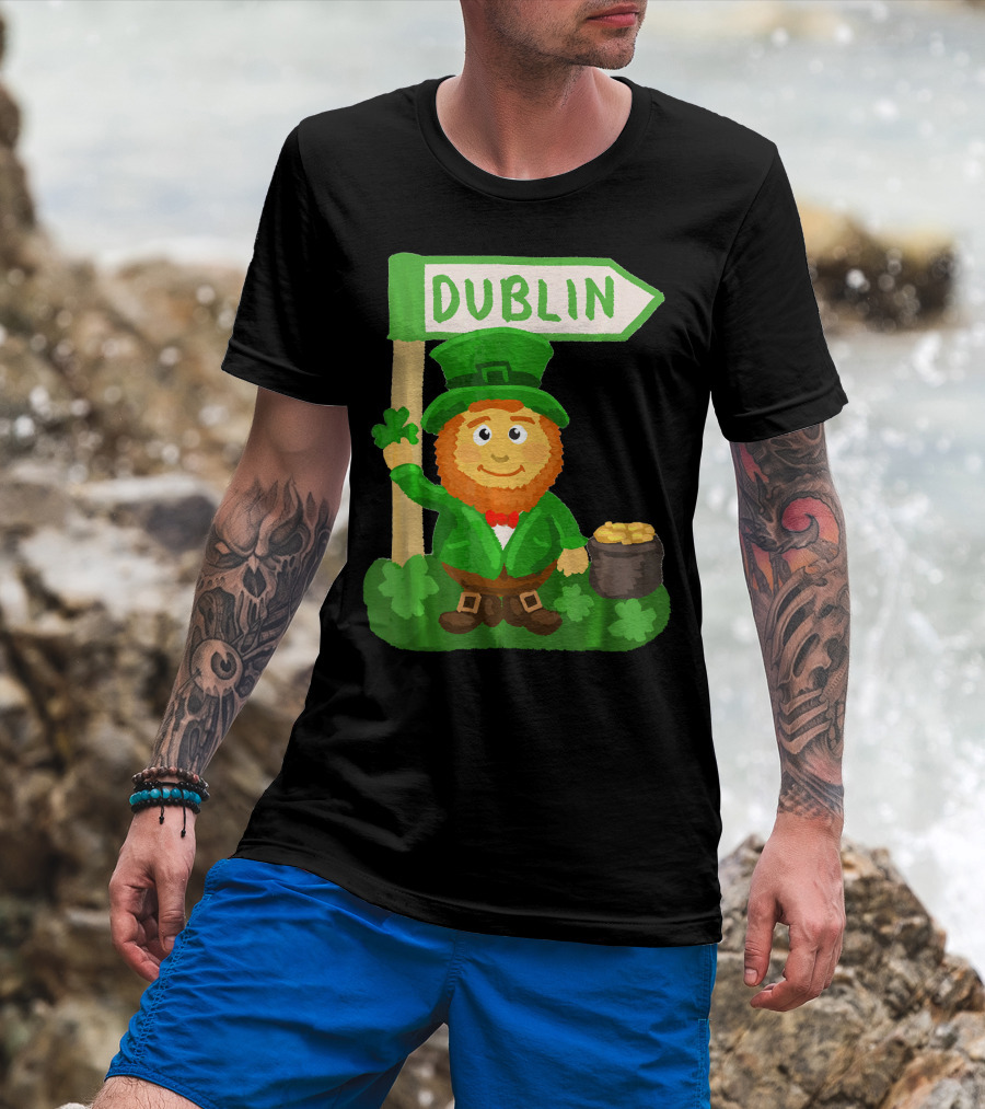 Dublin Leprechaun Shamrock Gold T-Shirt