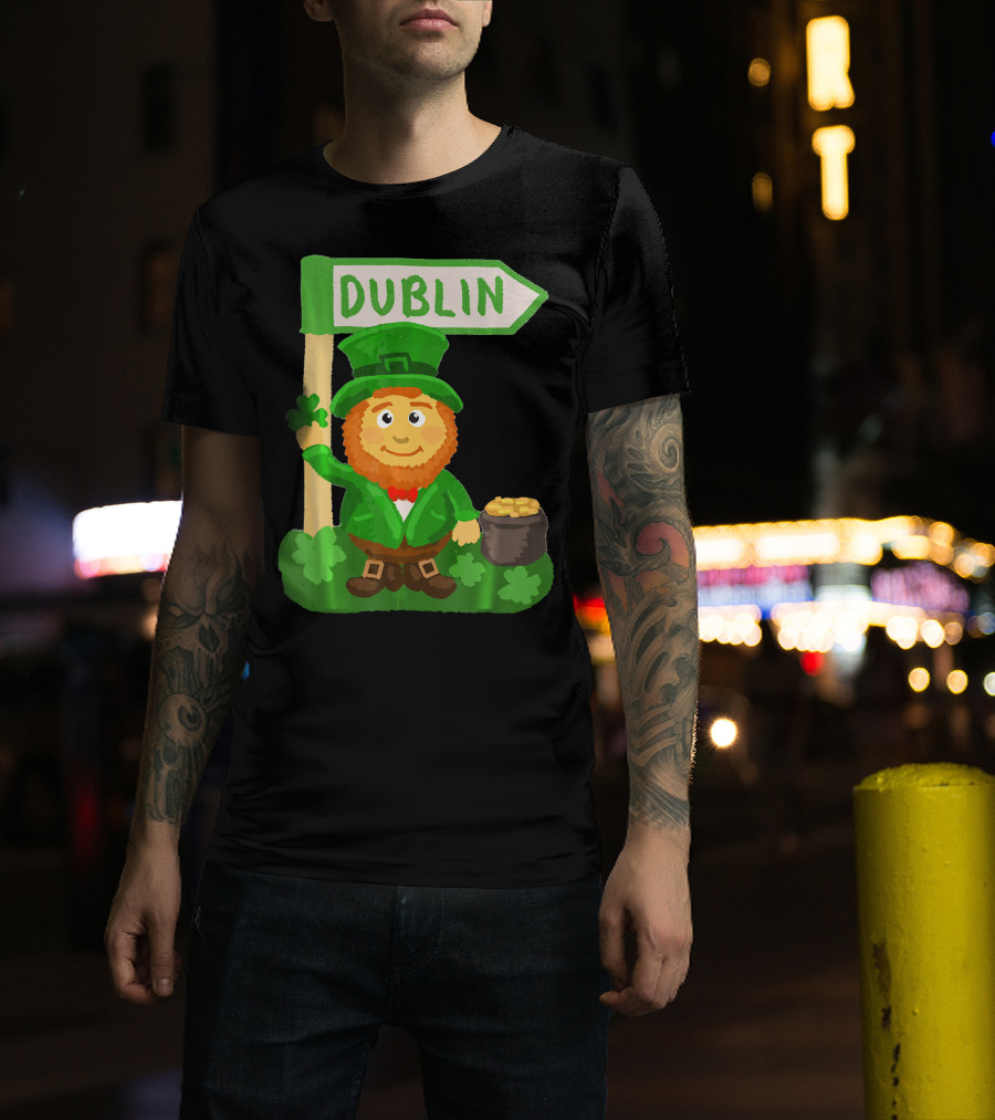 Dublin Leprechaun Shamrock Gold T-Shirt