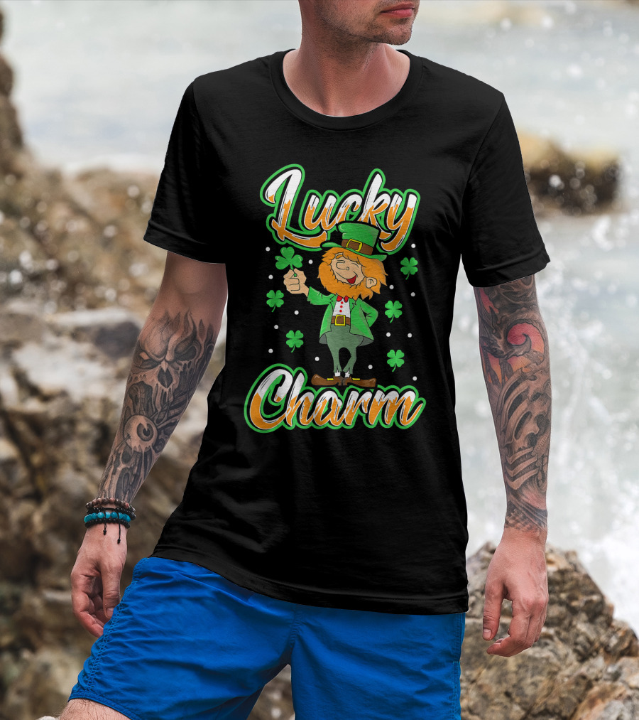 Lucky Charm St. Patrick's Day Leprechaun With Shamrocks T-Shirt