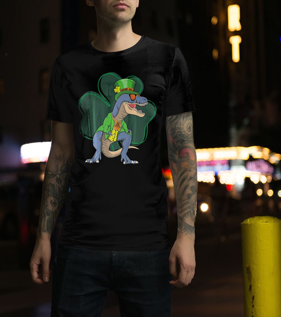St. Pat Rex Day Leprechaun Dinosaur Shamrock Funny St. Patrick's Day T-Shirt