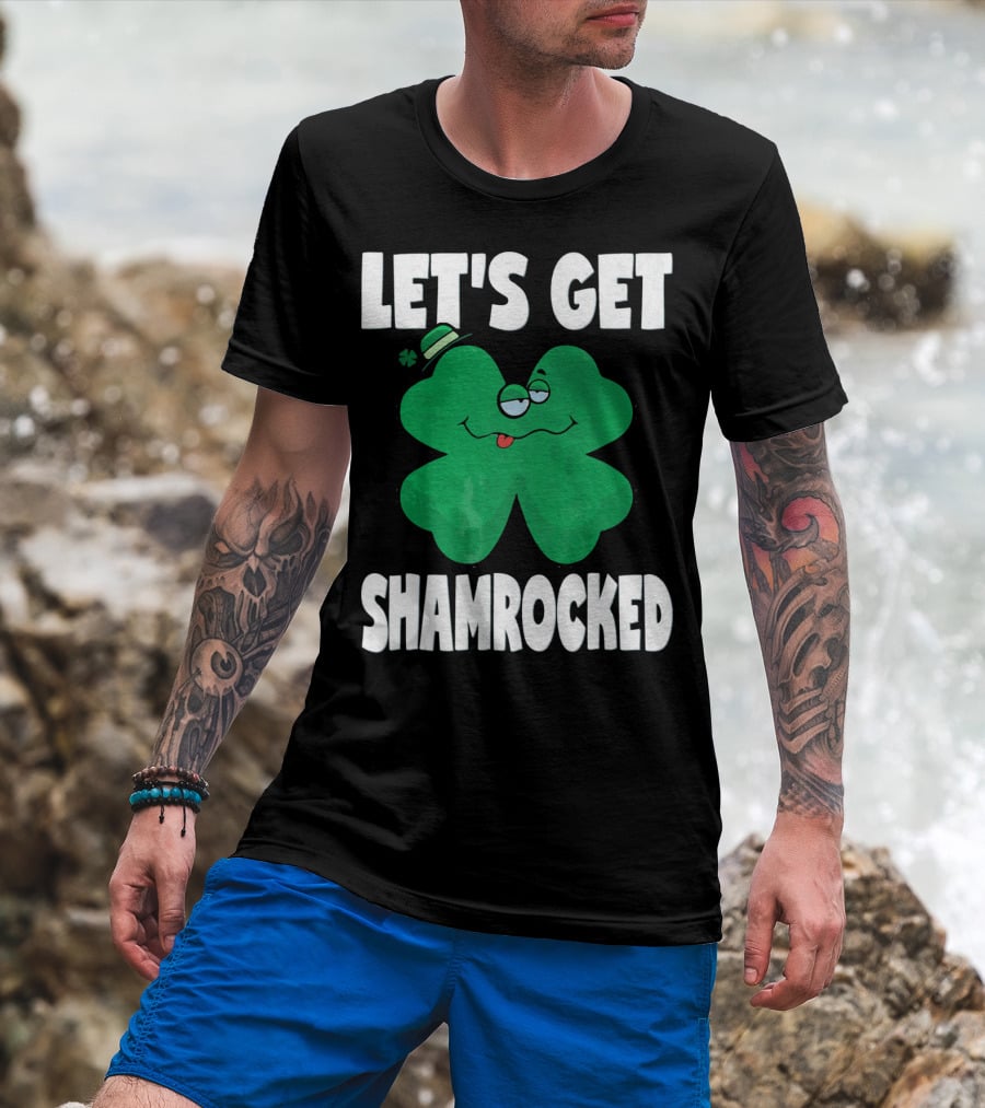 Let's Get Shamrocked Funny Retro St Patri Shamrock Image T-Shirt