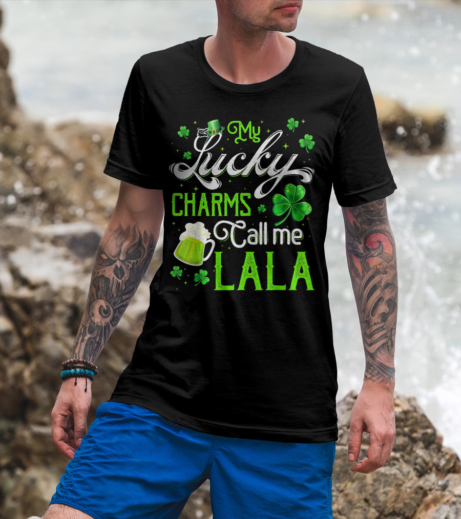 My Lucky Charms Call Me Lala With Shamrocks And Beer Mug T-Shirt