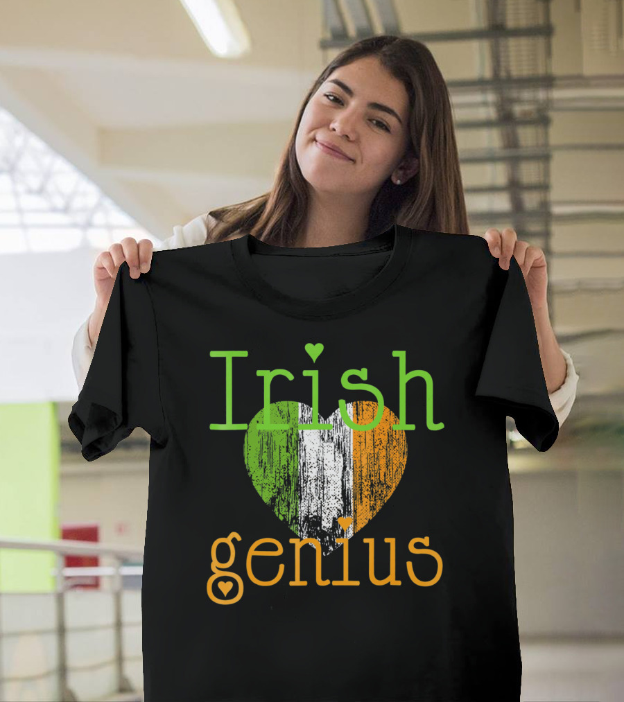 Irish Genius Heart With Irish Flag Colors T-Shirt