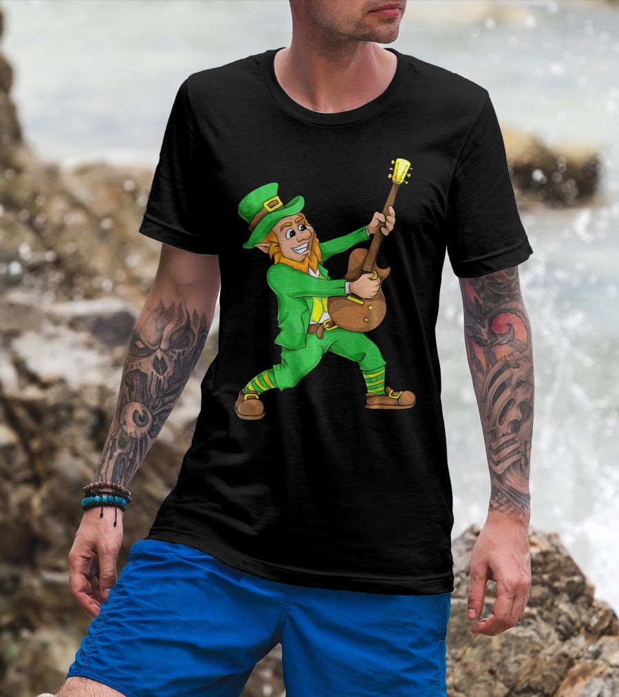 St. Patrick's Day Leprechaun Playing Guitar T-Shirt