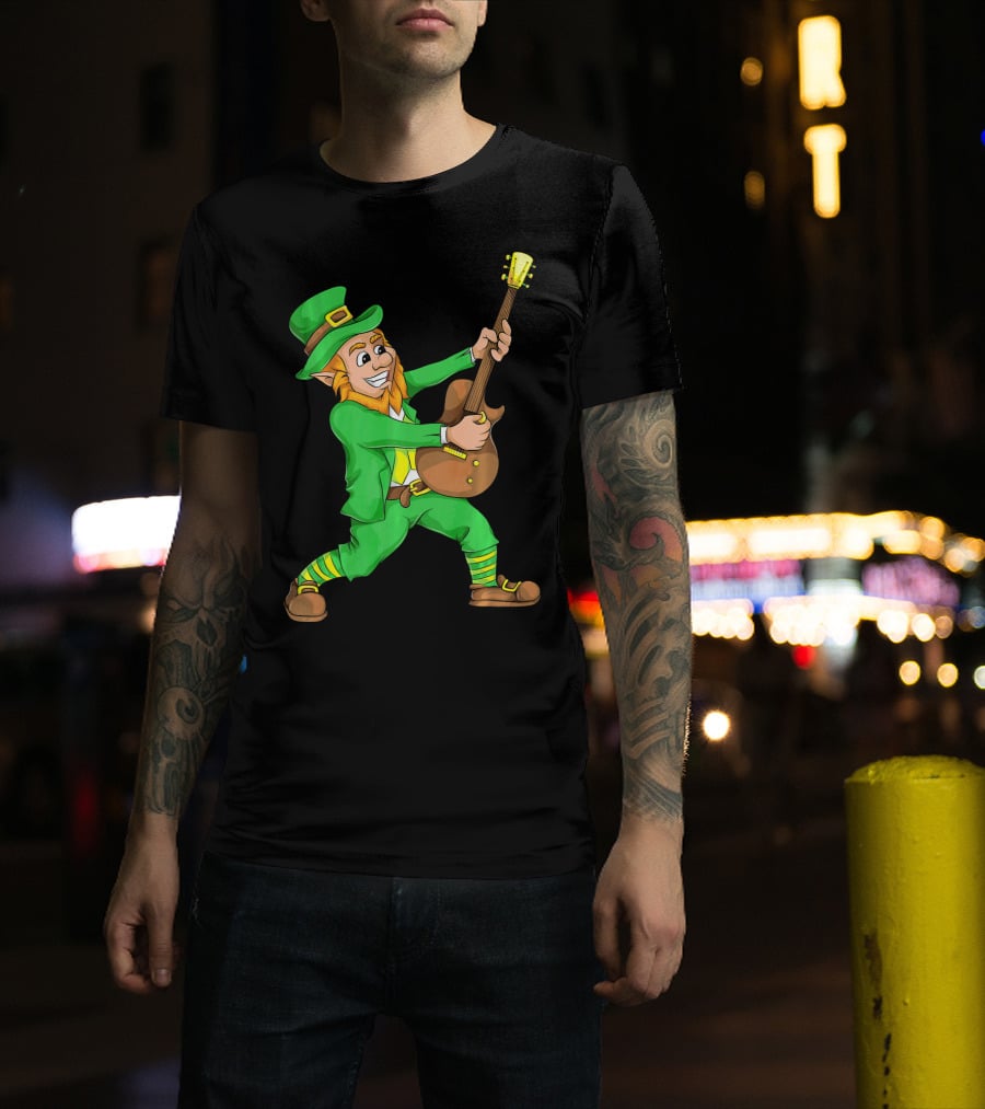 St. Patrick's Day Leprechaun Playing Guitar T-Shirt