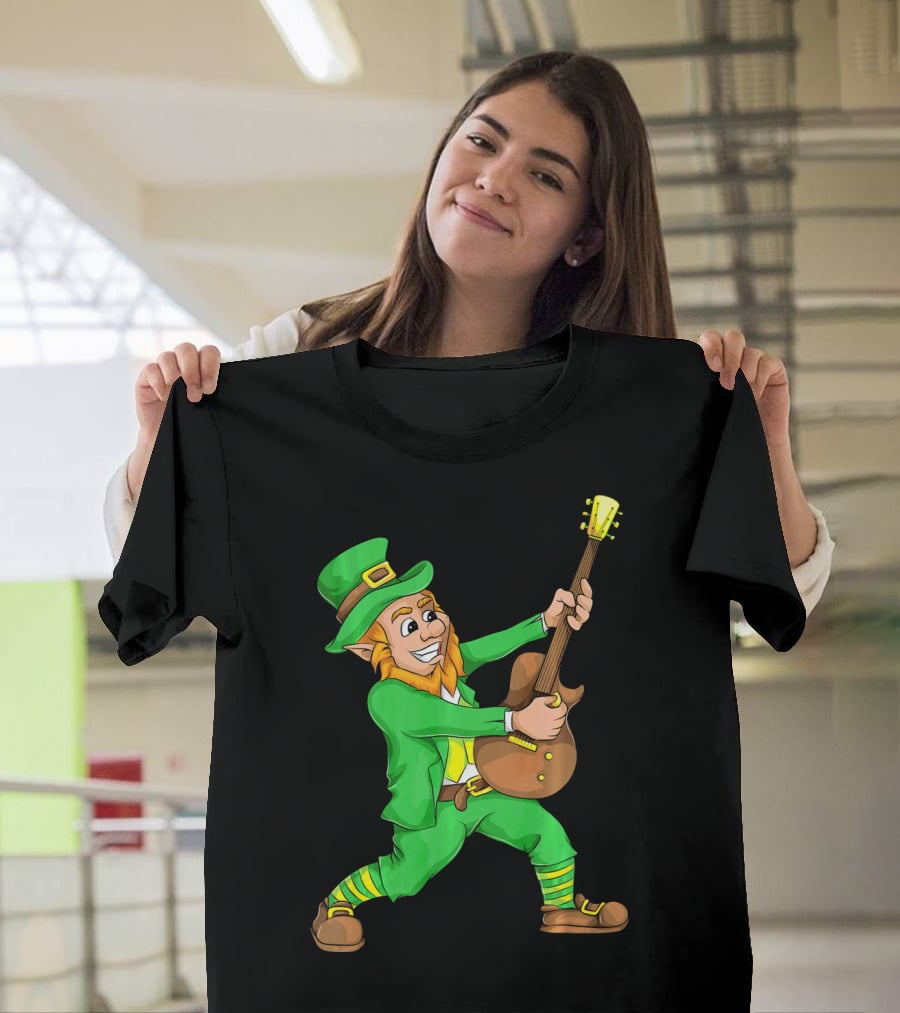 St. Patrick's Day Leprechaun Playing Guitar T-Shirt