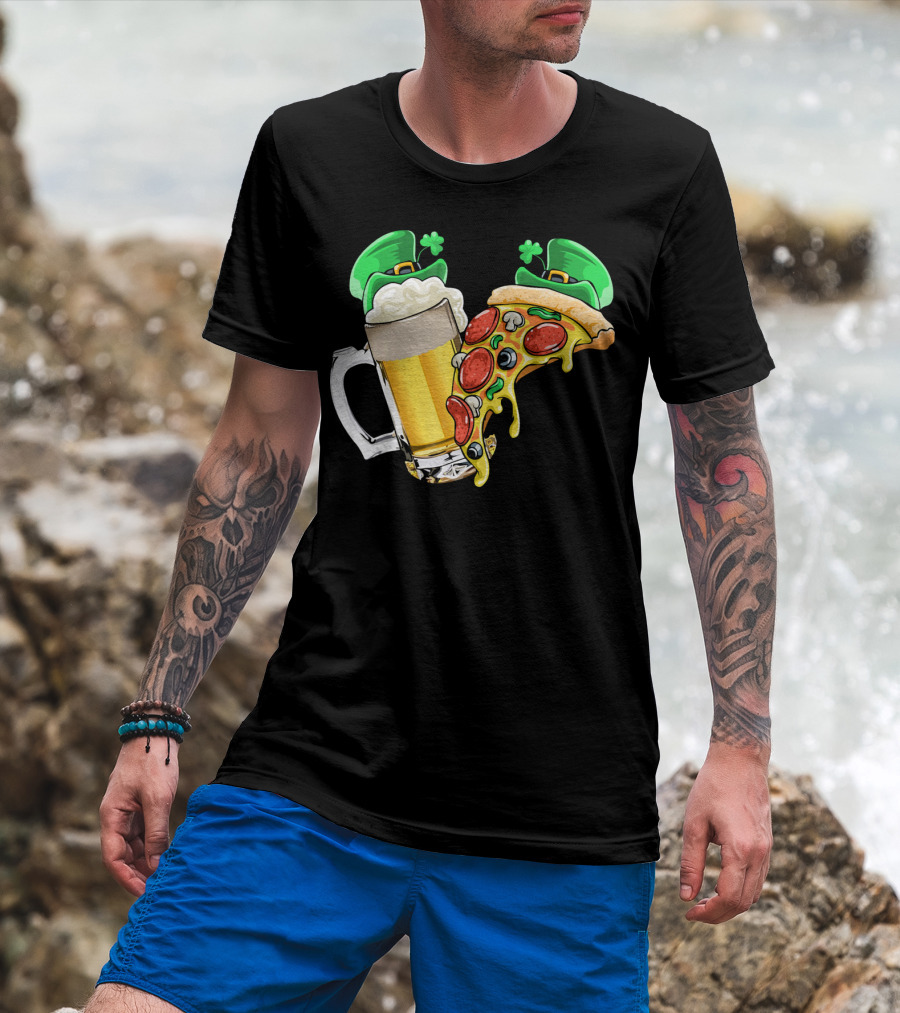 Beer Pizza Leprechaun Hat St. Patrick's Day T-Shirt