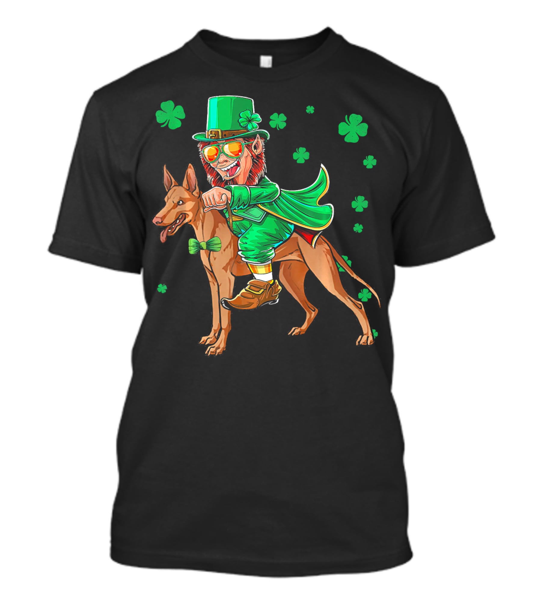Leprechaun Pharaoh Hound Riding With Shamrock St Patrick's Day T-Shirt