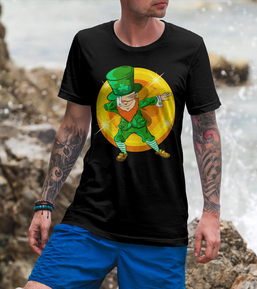 Dabbing Leprechaun With Gold Coin St Pat T-Shirt