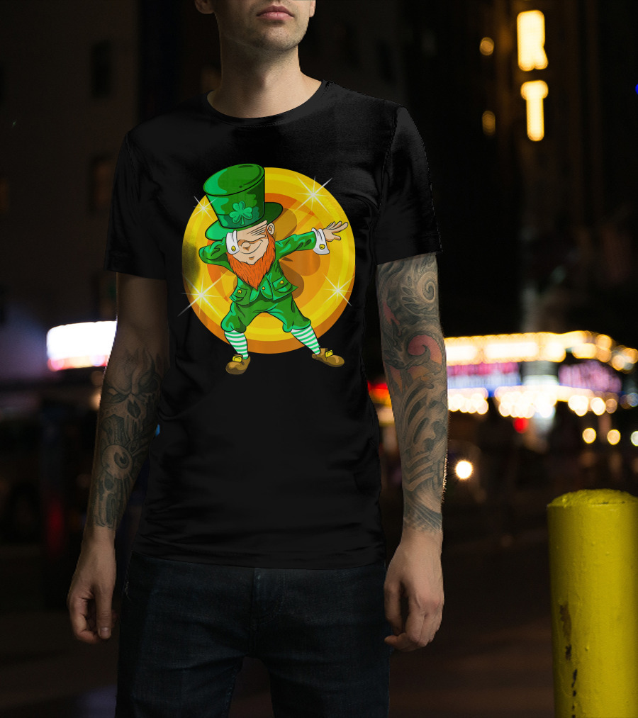 Dabbing Leprechaun With Gold Coin St Pat T-Shirt