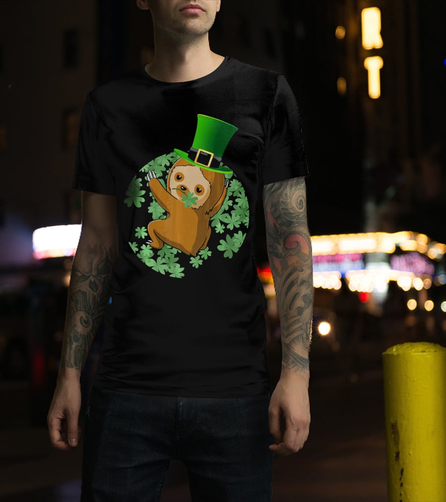 Leprechaun Hat Sloth Shamrock T-Shirt