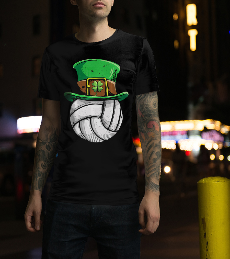 Volleyball Leprechaun Hat With Shamrock T-Shirt