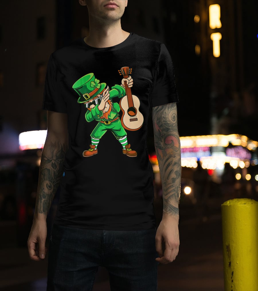 Dabbing Leprechaun With Guitar For St Patrick's Day T-Shirt