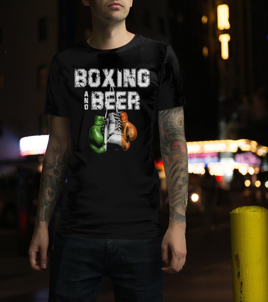 Boxing And Beer Irish Flag Colors Humor T-Shirt