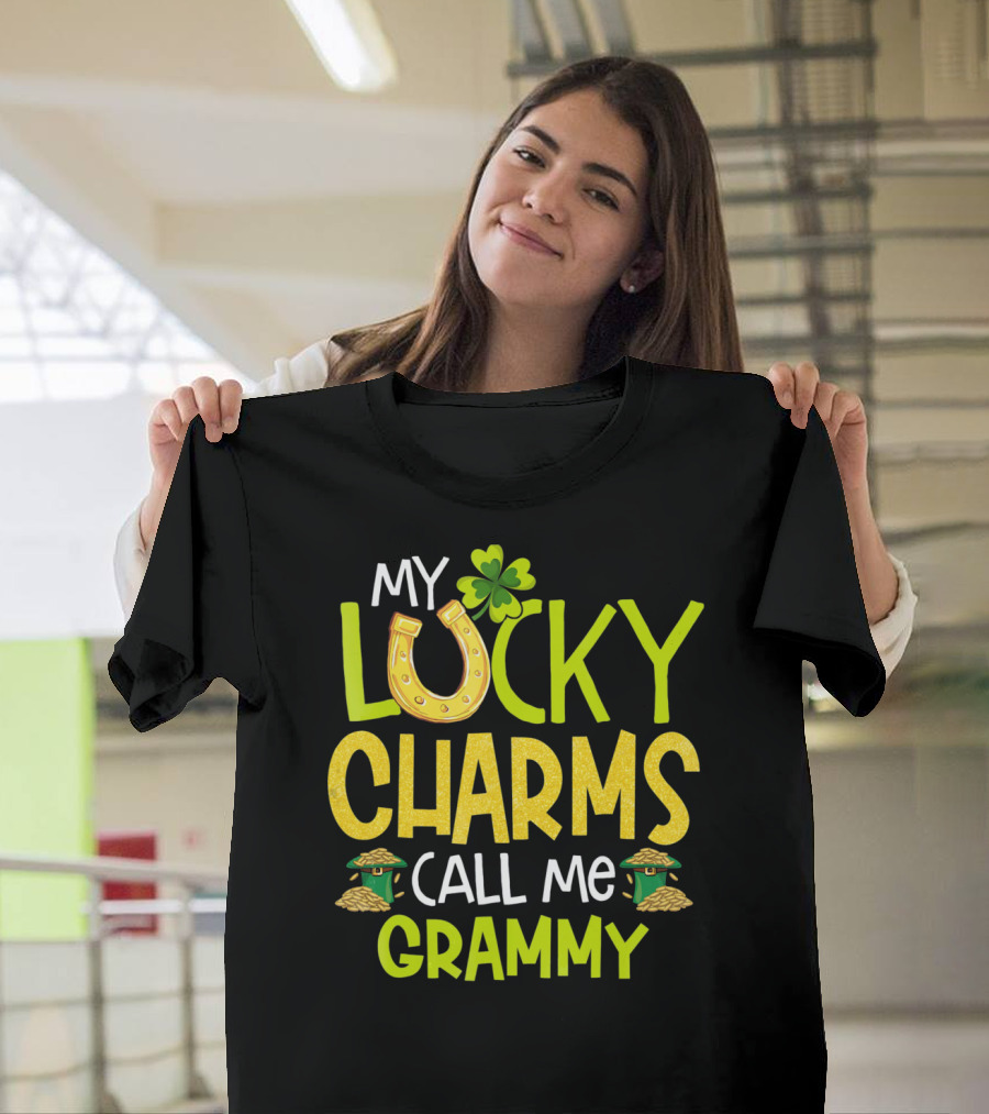 My Lucky Charms Call Me Grammy With Horseshoe Clover Gold Pots T-Shirt