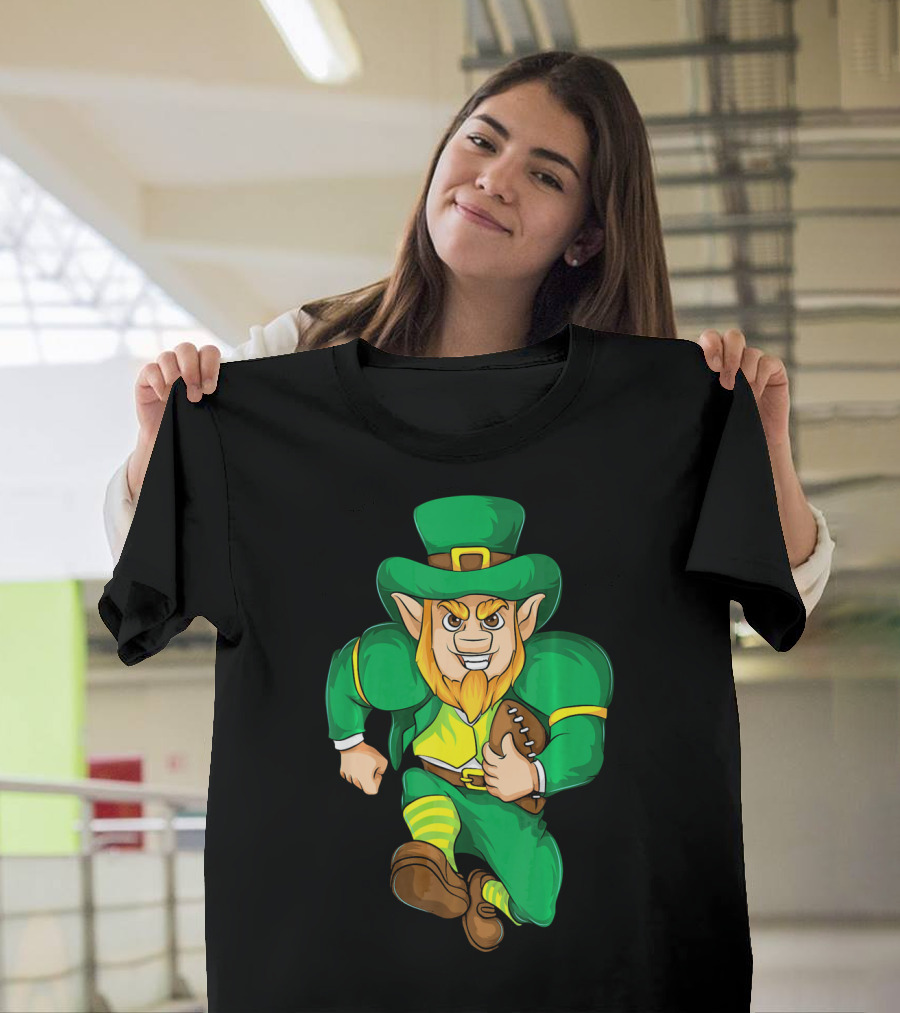 Irish Football Leprechaun St Patricks Running with Ball T-Shirt