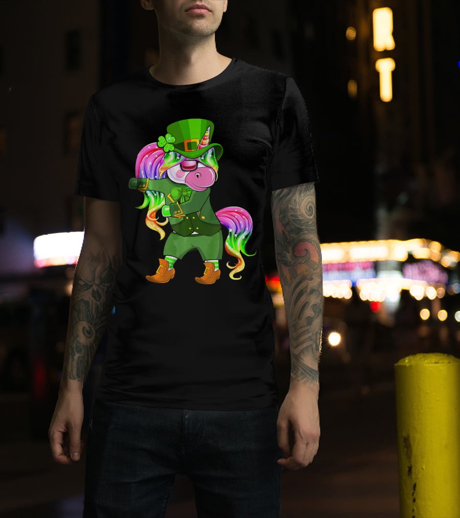 Leprechaun Costume Funny Flossing Unicorn St. Patrick's Day T-Shirt