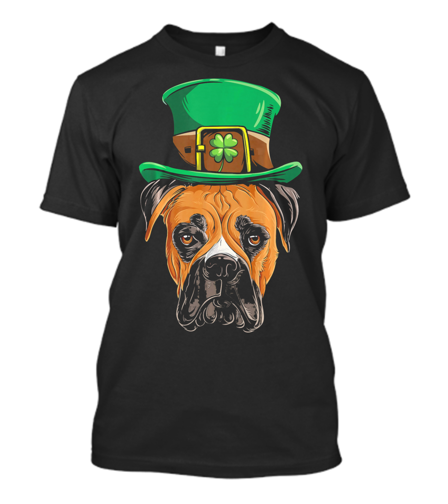 St. Patrick's Day Boxer Dog With Green Top Hat And Shamrock T-Shirt