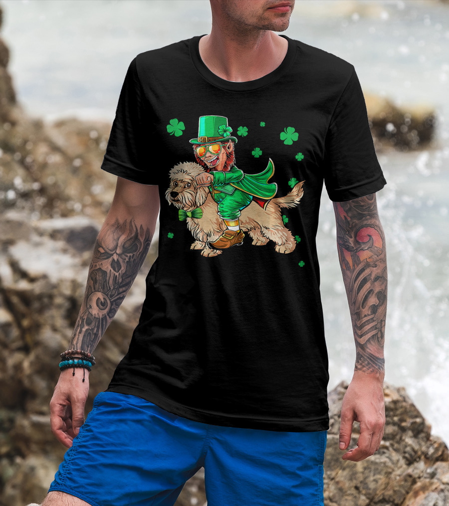 Leprechaun Dandi Dinmont Terrier Shamrock St. Patrick's Day T-Shirt