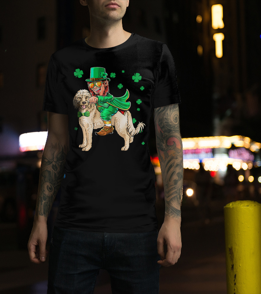 Leprechaun Riding Cockapoo With Shamrocks For St. Patrick's Day T-Shirt