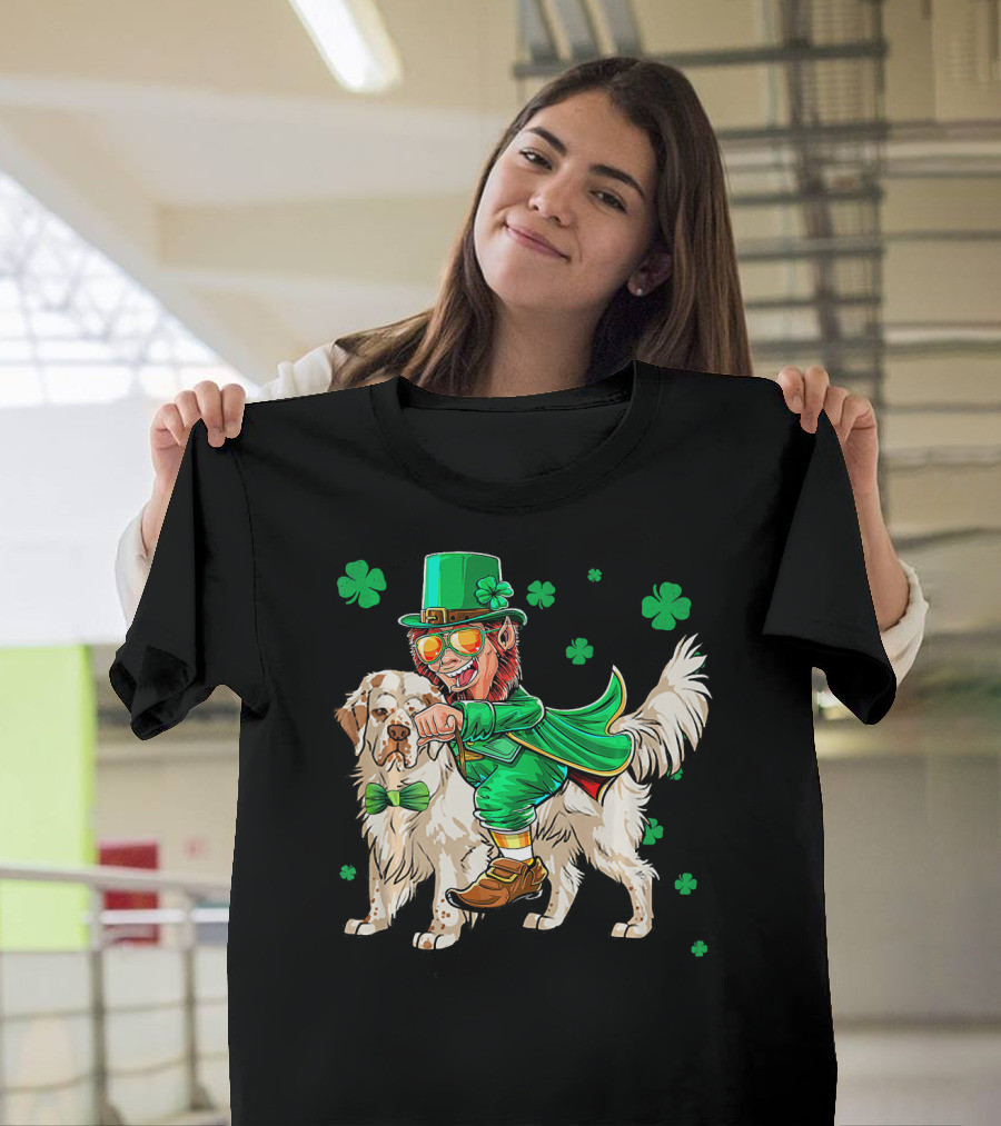 Leprechaun Clumber Spaniel Shamrock St. Patrick's Day T-Shirt