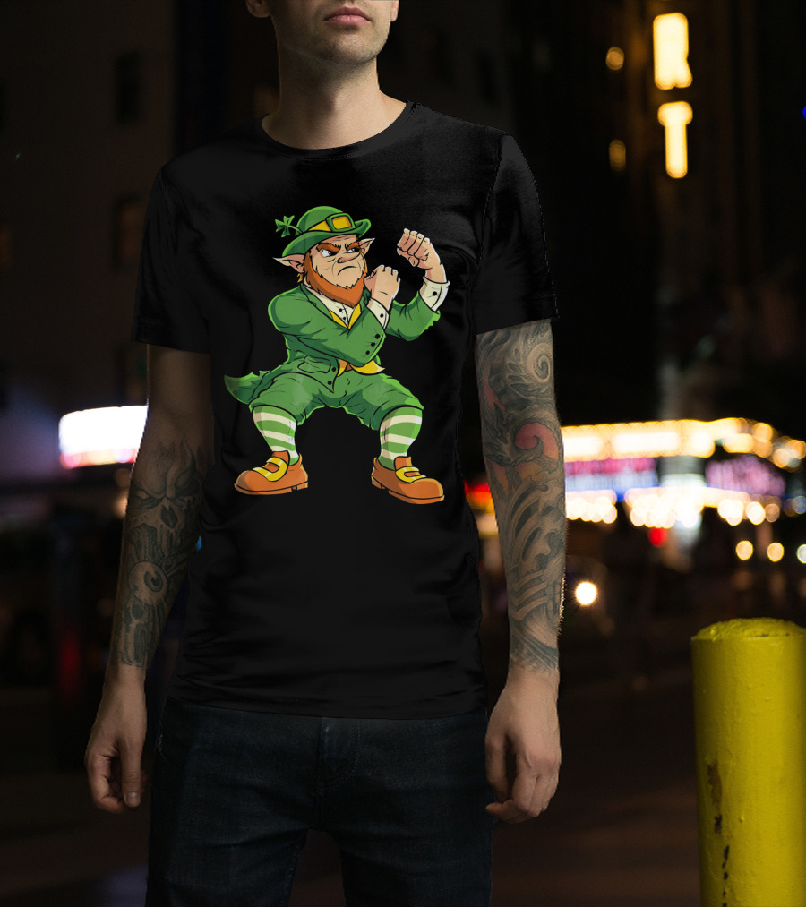 Angry Leprechaun Fist Fighting Saint Patrick's Day Iconic T-Shirt