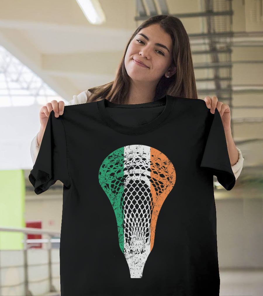 Irish Lacrosse Ireland Tricolor Lacrosse Stick Net T-Shirt