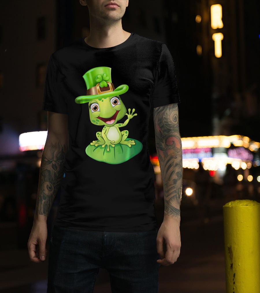 St. Patrick's Day Cute Frog In Green Hat T-Shirt