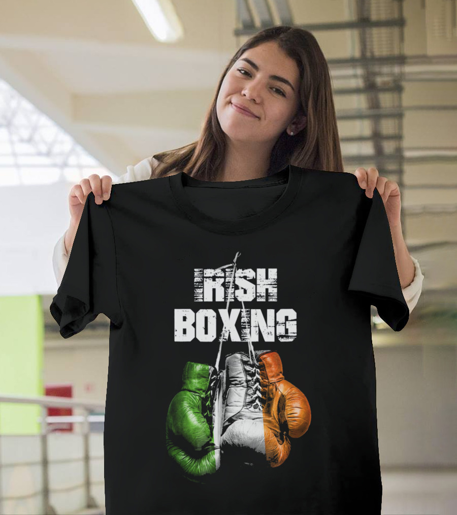 Irish Boxing Flag Funny Boxing Gloves T-Shirt
