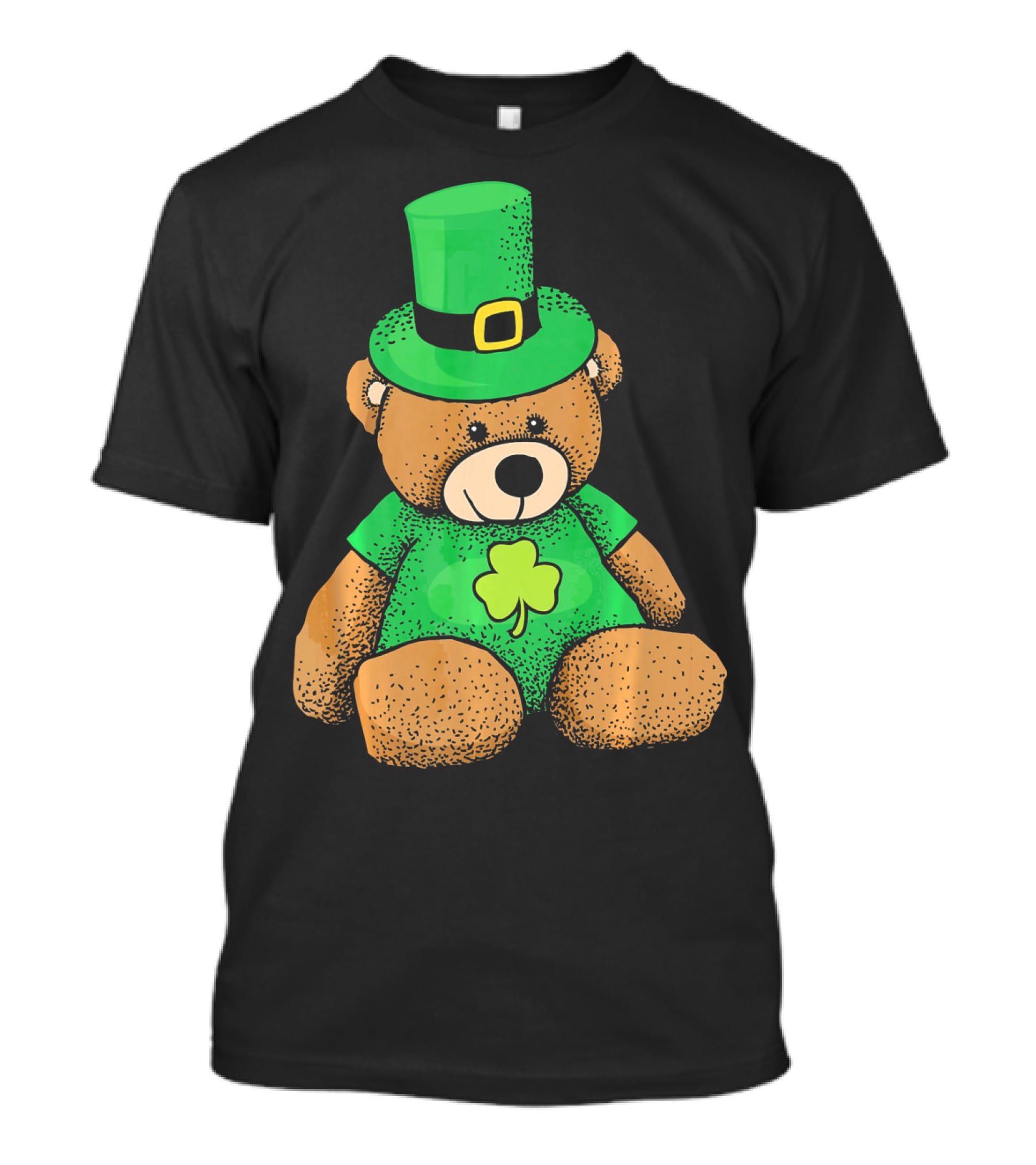 St. Patrick's Day Irish Teddy Bear With Leprechaun Hat And Clover T-Shirt