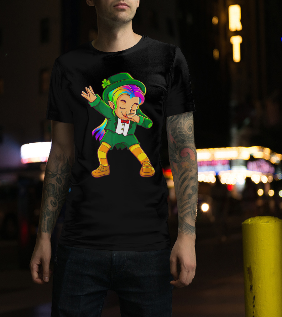 Dabbing Rainbow Leprechaun Girl St Patrick's Day T-Shirt