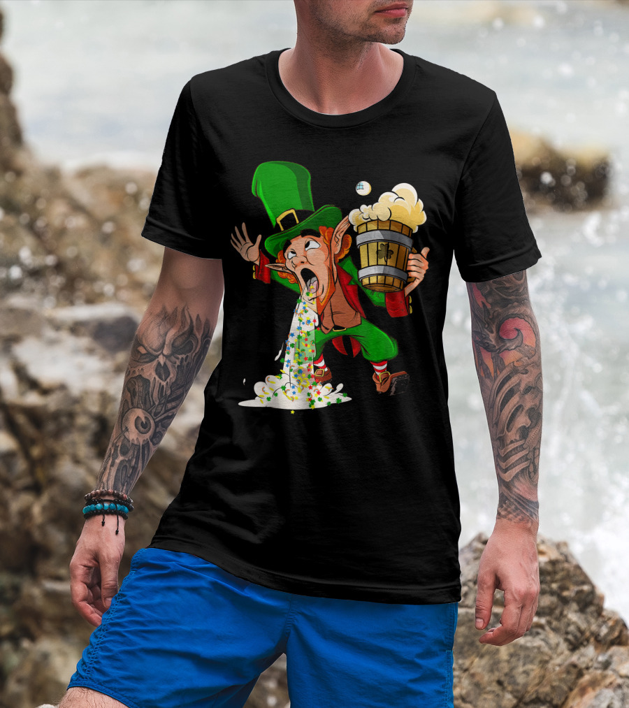 Funny Puking Leprechaun St Patrick's Day Beer T-Shirt