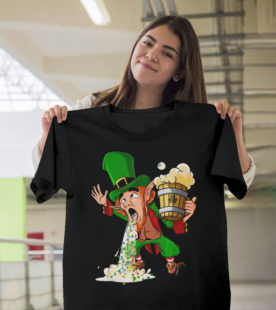 Funny Puking Leprechaun St Patrick's Day Beer T-Shirt