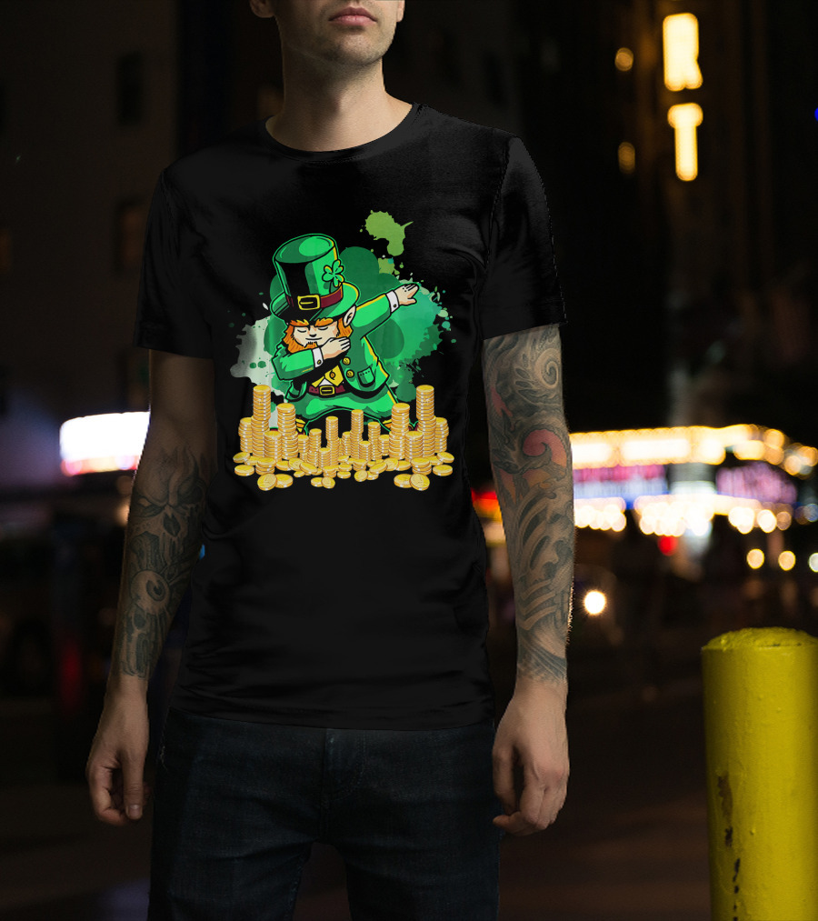 Dabbing Leprechaun And Gold Coins St. Patty's Day T-Shirt