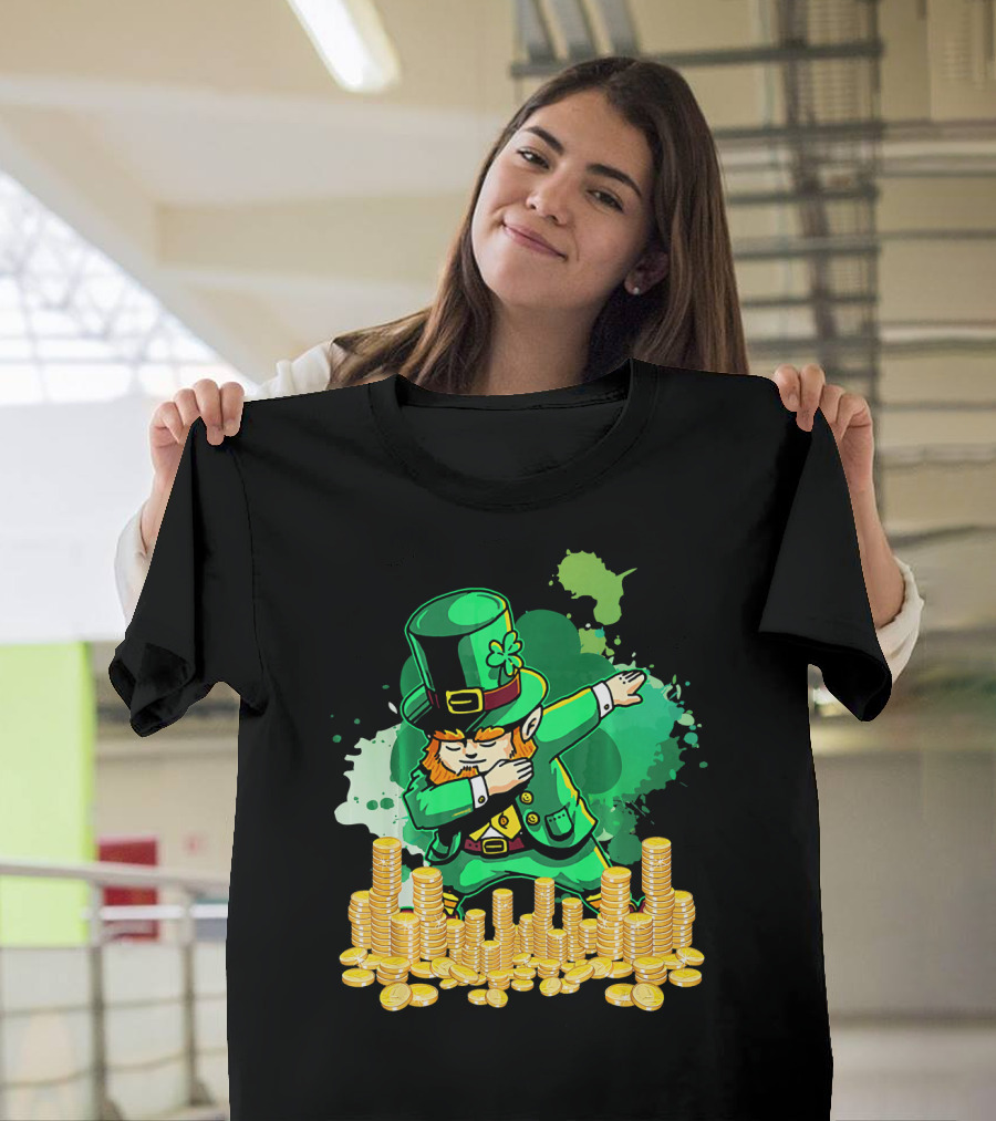 Dabbing Leprechaun And Gold Coins St. Patty's Day T-Shirt