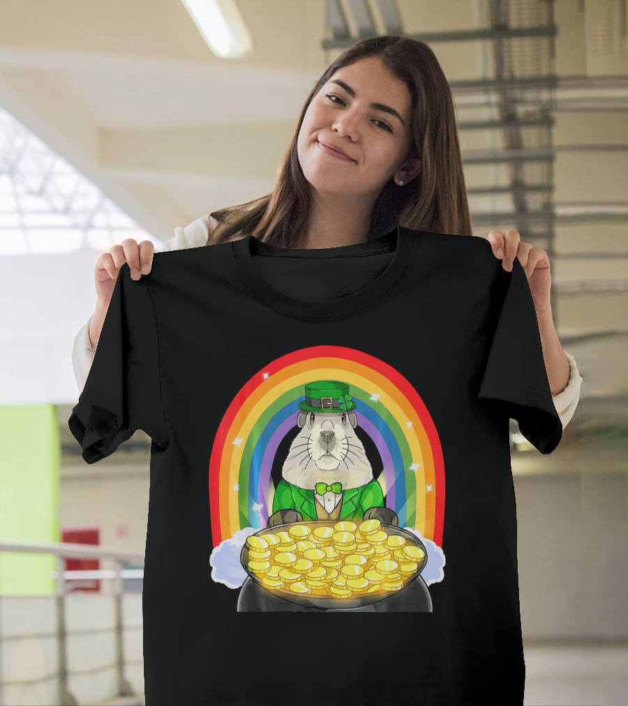 Groundhog Leprechaun Rainbow Gold St. Patrick's Day T-Shirt