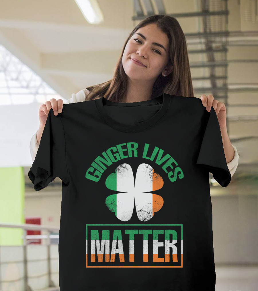 Ginger Lives Matter Irish Flag Shamrock T-Shirt