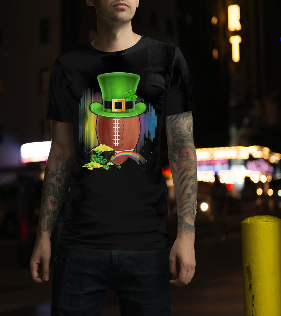 Saint Patricks Day Rugby Leprechaun Coin Rainbow T-Shirt