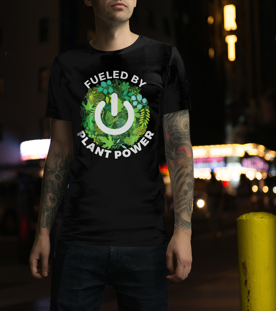 Fueled By Plant Power Eco Energy Symbol Vegetarian T-Shirt