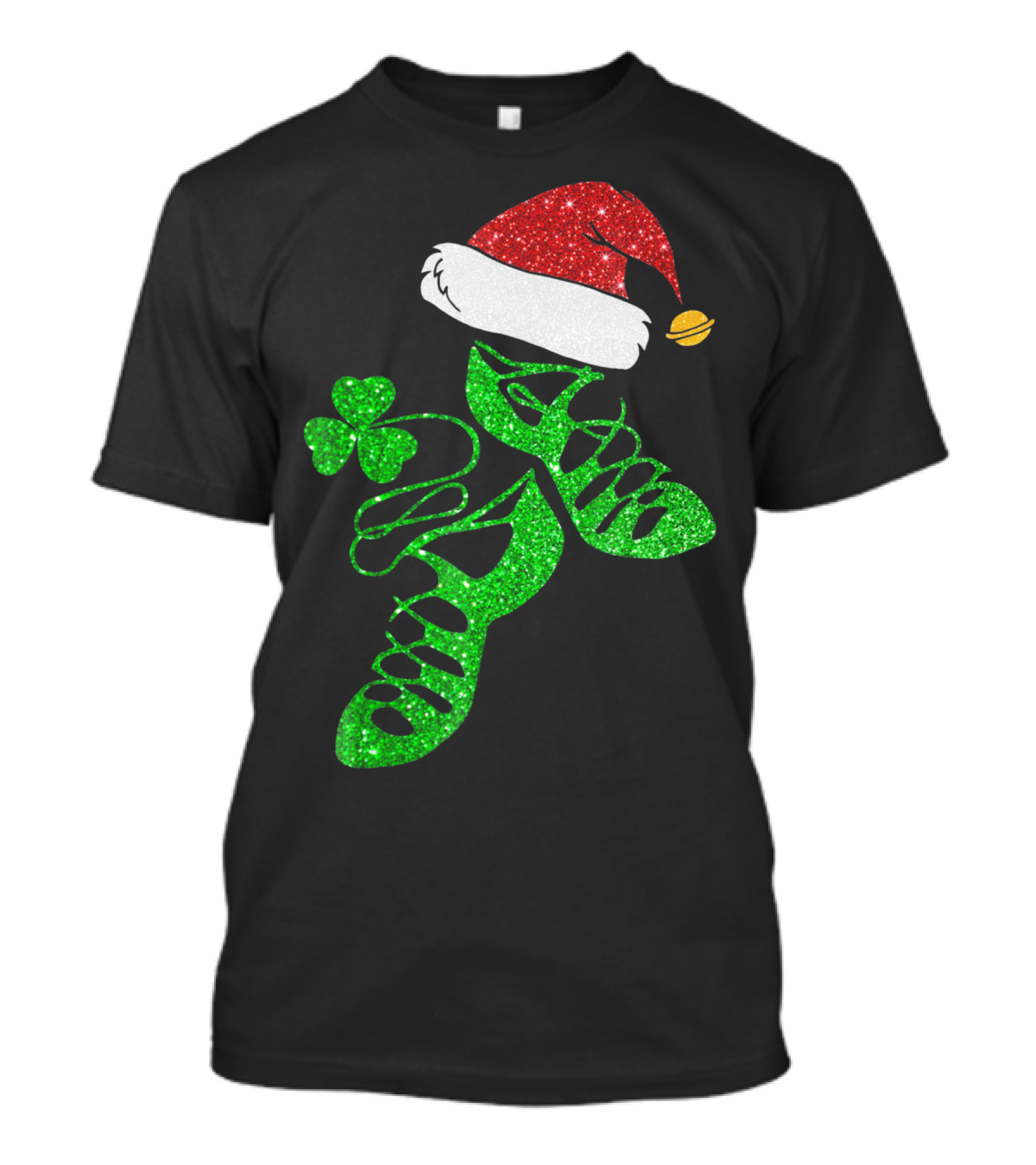 Santa Hat Irish Dance Shoes With Shamrock T-Shirt
