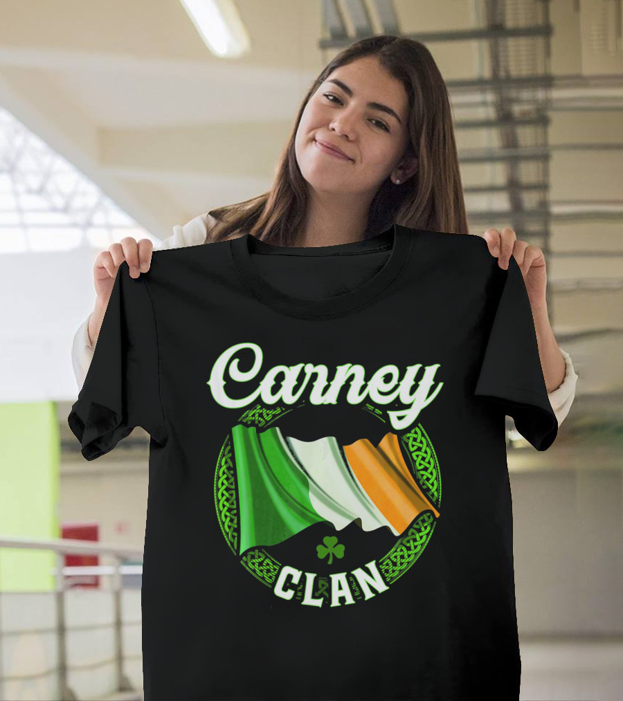 Carney Clan Irish Flag Ireland Celtic Knot Surname T-Shirt