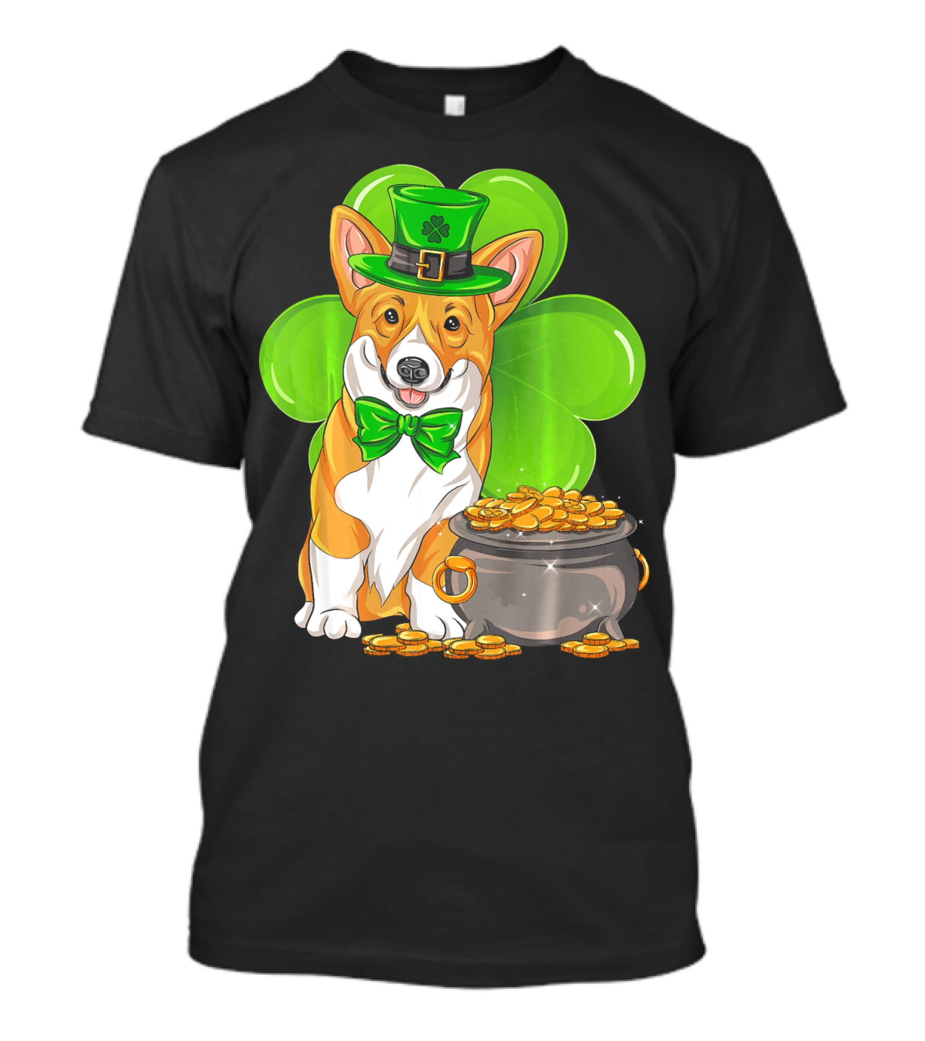 Pembroke Welsh Corgi St Patricks Day Leprechaun Hat Shamrock Pot Of Gold T-Shirt