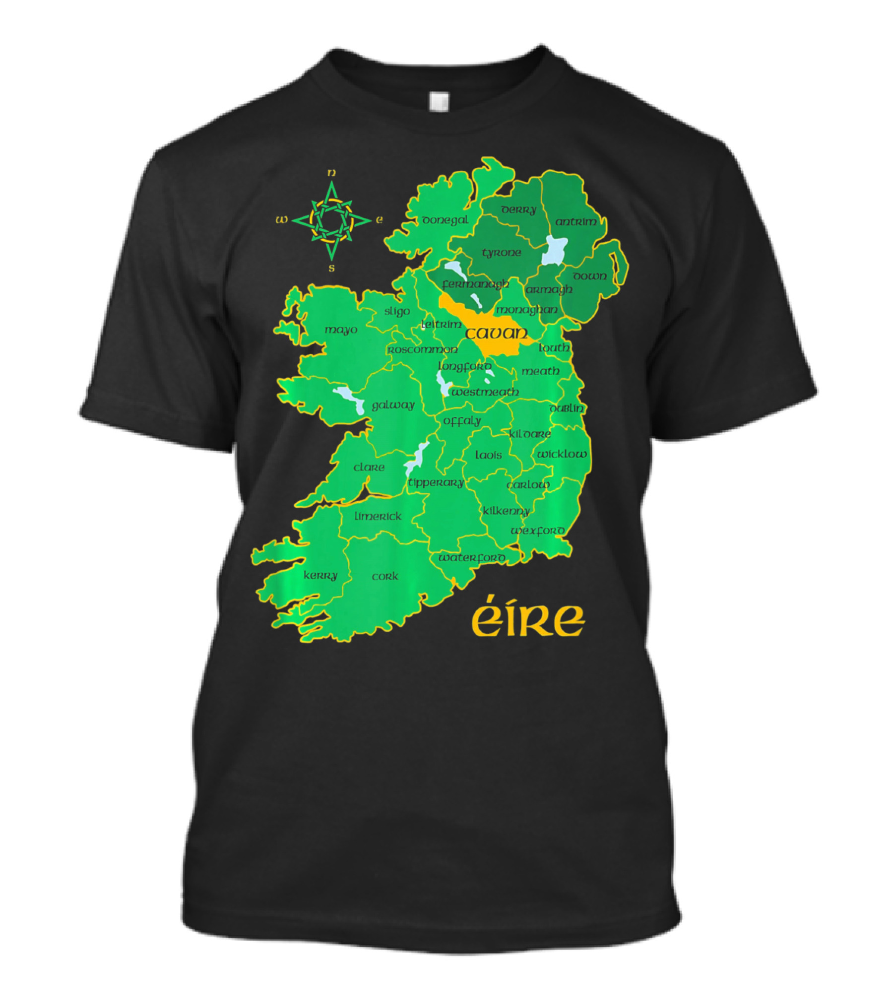 Cavan Éire Irish County Map Ireland T-Shirt